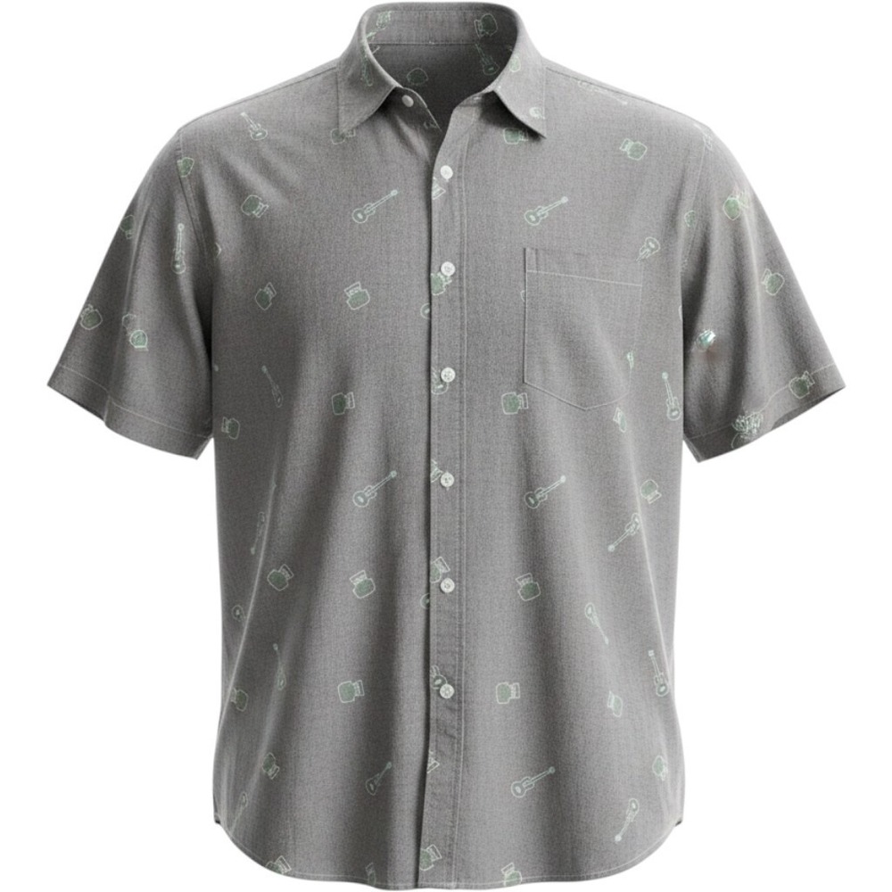 DISNEY Pixar Coco‎ Button Down Shirt Mens 2XL Gray Cotton AOP Sugar Skull Guitar